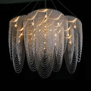 Modern Tassel Pendant <b>Lighting</b> Wedding New Decorative Aluminum Silver Chain Rose <b>Chandelier</b> - Product Image 2