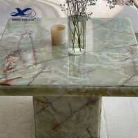 Plateau en marbre moderne direct d'usine dalle de marbre de table verte naturelle polie de salon onyx vert clair dessus de table basse à manger