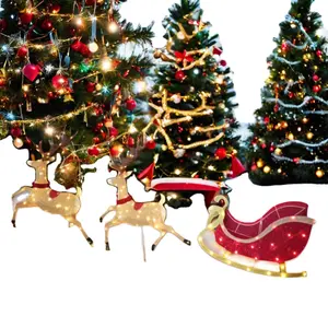 84-Inch Double Deer Sleigh Holiday Decoration For Christmas Easter Ramadan Graduation Mother's Day Valentine's Day Thanksgiving