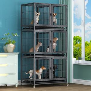 Üç Katlı Demir Tel Köpek ve Kedi Kafesi Bölmeli Çok Katlı Çift Katlı Ayrık Tasarım - Product Image 1