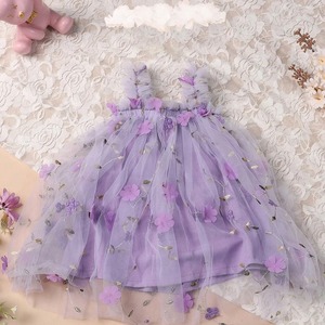 Abito da Damigella in Pizzo con Ricami Floreali, Tutu Traspirante Antirughe con Spalle Scoperte per Bambine 0-6 Anni, con Fascia per Capelli - Product Image 4