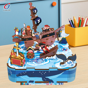 Chengji bois boîte à musique jouet <span class=keywords><strong>bateau</strong></span> Pirate Montessori bricolage assemblé cadeau éducatif jouets d'apprentissage <span class=keywords><strong>3d</strong></span> Puzzles en bois - Product Image 3