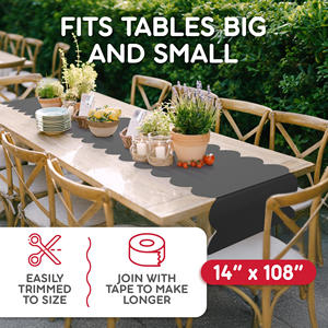 14X108 pollici usa e getta capesante da tavolo <span class=keywords><strong>in</strong></span> <span class=keywords><strong>plastica</strong></span> nera per banchetti di compleanno festa evento decorazione di qualità Premium - Product Image 2