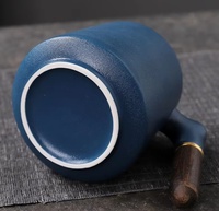Mug à thé en porcelaine avec logo personnalisé en relief, poignée en bois et couvercle infuseur, 400 ml, écologique, pour infusion de thé en vrac