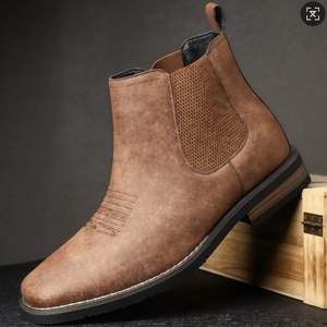 <span class=keywords><strong>Botas</strong></span> Chelsea Vintage para Hombre, de Piel Sintética, Punta Cuadrada, Estilo Británico, Otoñales, Modernas, Casuales, Antideslizantes - Product Image 3