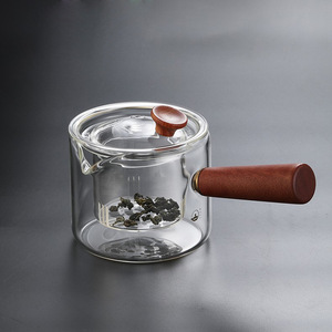 Glass Teapot With Wooden Handle And Lid Small Kung Fu <b>Tea</b> Set For Electric Stove - Product Image 3