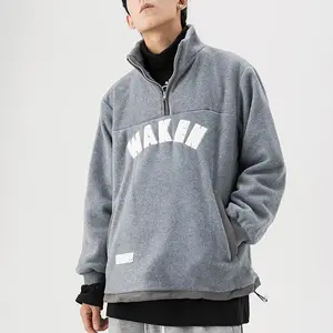 OEM Großhandel Fleece Pullover Reiß verschluss Hals Mock Neck Custom Logo Schweres Sweatshirt