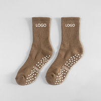 Chaussettes de yoga Pilates pour femmes, professionnelles, antidérapantes, mi-hautes, pour le sport et le fitness en intérieur