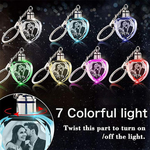 Shining New Cá Nhân Hoá Tim Pha Lê <span class=keywords><strong>Keychain</strong></span> Với Hình Ảnh Thắp Sáng, Tùy Chỉnh Hình Ảnh Móc Khóa - Product Image 2