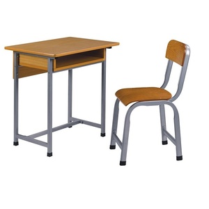 Modern Student <b>Desk</b> and Chair Set With Metal & Wooden Construction for School Use PT-109H Student <b>Desk</b> Single <b>Desk</b> and Chair Set - Product Image 1