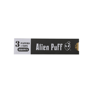 Papiers à rouler Alien Puff bruns non blanchis, 3 papiers et 3 filtres par carnet, 50 carnets par boîte, gomme naturelle, combustion lente - Product Image 3
