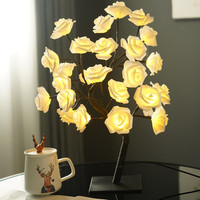 TAIKOO Rosenbaumlicht 24 LED-Rosen-Nachtlicht USB-Akku-Leuchte Mädchen Mädchen Teenager-Geschenk Hochzeit Weihnachten Schlafzimmer-Nachtlicht