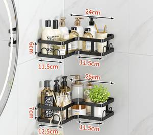 매력적인 디자인 욕실 코너 삼각형 랙 5 in 1 코너 목욕 샤워 캐디 보관 선반 화장실 주방 - Product Image 6