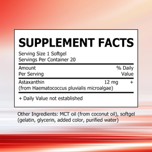 ซอฟต์เจลแอสตาแซนธินแบบ OEM ผลิตตามสั่ง ผสมน้ำมัน MCT ช่วยส่งเสริมสุขภาพโดยรวม สนับสนุนกิจกรรมสารต้านอนุมูลอิสระ - Product Image 2