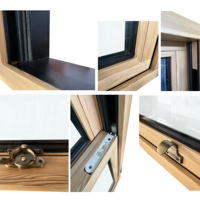 Ventana Corredera Vertical de Madera Revestida de Aluminio Penjoy, Ventana de Guillotina Doble de Madera Sólida con Pantalla de Acero Inoxidable y Doble Acristalamiento Low-E