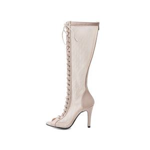 Zapatos <span class=keywords><strong>de</strong></span> baile <span class=keywords><strong>de</strong></span> salón <span class=keywords><strong>de</strong></span> tacón alto para <span class=keywords><strong>salsa</strong></span> latina para mujer, zapatos <span class=keywords><strong>de</strong></span> baile blancos/negros/caqui PU <span class=keywords><strong>de</strong></span> malla cómodos y elegantes - Product Image 5