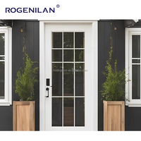 Porte en bois de l'entrée principale au design moderne personnalisé Portes d'entrée doubles extérieures Portes en bois françaises avec verre
