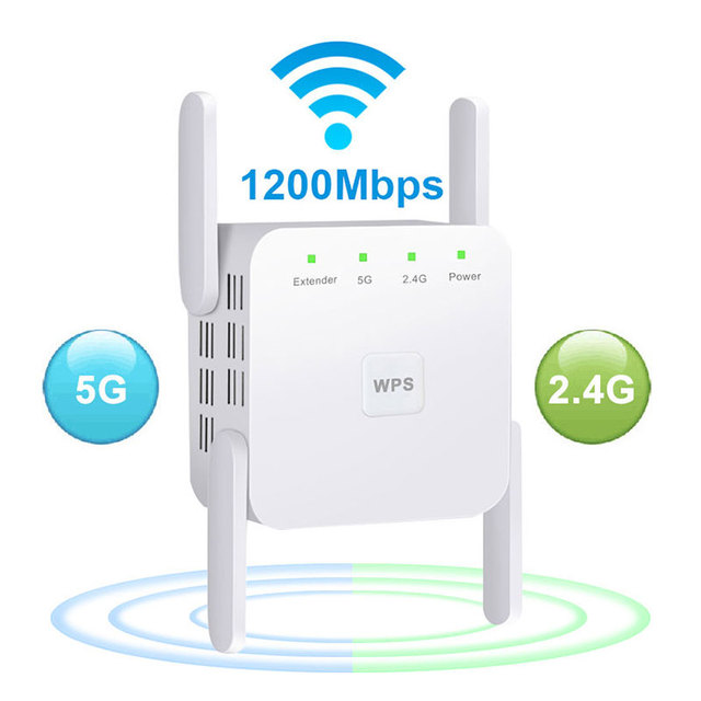 1200mbps 2.4G 5G Wifi Repeater Long Range Wireless Extender Wifi Router for Home Indoor