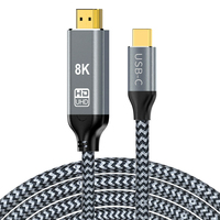 Câble HDTV Type-C 8K, longueur optimisée, conducteur en cuivre sans oxygène plaqué or, gaine en nylon, pour ordinateur portable, moniteur, projecteur, home cinéma