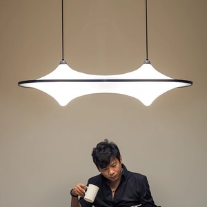 โคมไฟระย้ารูปวงรีดีไซน์อิตาลี แสงสีขาว LED ขั้ว E27 หัวเดียว สไตล์โมเดิร์นมินิมอล โคมไฟห้องรับประทานอาหาร โคมไฟห้อยเพดานแบบศิลปะ - Product Image 2