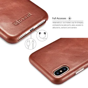High Quality Luxury Handmade Shockproof Genuine Leather Mobile Phone Flip Cover Case For IPhone X Xs Max Xr