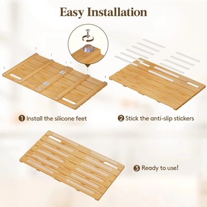 Tapis de douche de luxe, antidérapant, robuste, tapis de salle de bain imperméable, pliable en bambou, adapté à une utilisation intérieure ou extérieure, séchage rapide. - Product Image 5