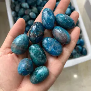 Kristal Alami Kualitas Tinggi Batu Jatuh Apatite Biru Perhiasan Kristal Batu Permata Penyembuhan untuk Menghias