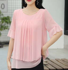 ملابس علوية للنساء مقاس كبير <span class=keywords><strong>5XL</strong></span> قمصان صيفية قصيرة الأكمام بلوزة شيفون - Product Image 1