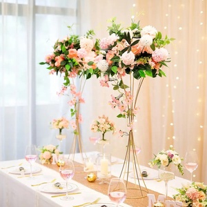 Gold Geometric Wedding Iron <strong>Flower</strong> Stand Wedding Centerpieces Table <strong>Flower</strong> <strong>Vase</strong> Party Birthday Tabletop Decorations - Product Image 2