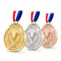 Médaille de trophée ronde en métal personnalisée Or Argent Bronze Relief 3D avec ruban pour cérémonie de remise des prix des vainqueurs