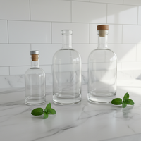 Bouteille en verre flint haute transparence de 500 ml avec bouchon en liège pour spiritueux (Whisky, Vodka, Tequila, Brandy, Gin) – Vente en gros, logo personnalisé
