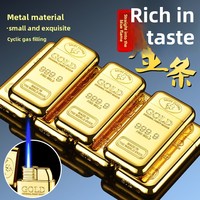 Briquet coupe-vent créatif en forme de lingot d'or, en métal, rechargeable, personnalisé, tendance, cadeau bijou pour homme