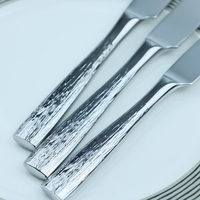 Ensemble de couverts en acier inoxydable poli miroir, manche texturé, robuste, pour hôtels, restaurants et traiteurs