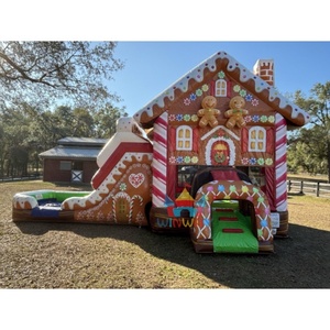 Maison gonflable en pain d'épice avec toboggan-Château sautant sur le thème des bonbons pour les fêtes d'enfants - Product Image 5