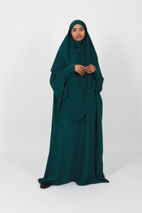 <span class=keywords><strong>Abaya</strong></span> musulmane en soie <span class=keywords><strong>Abaya</strong></span> Farasha Khimar Robe musulmane pour femme Design personnalisé Premium Vert Sapin - Product Image 2