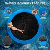 Hamac flottant portable en PVC avec filet, transat de piscine gonflable, anneau flottant rond de 8 à 12 pieds, radeau flottant