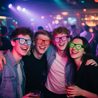 Lunettes de soleil carrées portables unisexes Neon-Glo EL avec affichage lumineux décoratif - Étanches et durables pour les fêtes du Nouvel An et de Pâques