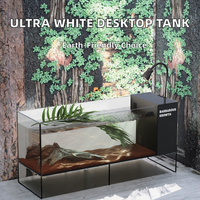 Acuario de Escritorio Rectangular de Vidrio Transparente Ultra Blanco de Estilo Moderno de Alta Calidad de 220 V, Tanque de Peces Ecológico con Filtro Lateral de 10 W
