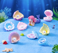 Figurines 3D miniatures en forme de coquillages, poissons DIY pour accessoires de réservoir ou décorations d'aquarium, ornements en résine en forme de coquillages perlés avec motif animal