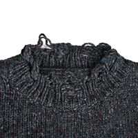 AiNear Vente en gros de logo personnalisé Oem & Odm Pull-over en tricot de coton à manches longues et col rond surdimensionné déchiré noir pour hommes