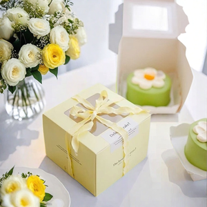 Cá nhân bao bì ổ bánh di động thiết kế hộp 4 inch bao bì thực phẩm bánh sinh nhật hộp trang trí ruy băng hộp bánh nhỏ - Product Image 2