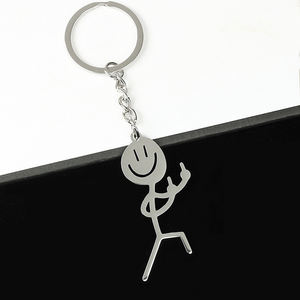 Mignon Simple <span class=keywords><strong>Dessin</strong></span> <span class=keywords><strong>Smiley</strong></span> Visage Couple Amour Petite Personne <span class=keywords><strong>En</strong></span> Forme De Pendentif <span class=keywords><strong>En</strong></span> Acier Inoxydable Allumette Personne Porte-clés Pendentif - Product Image 4