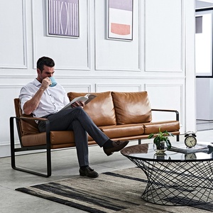 Muebles Modernos y Elegantes para Sala de Espera, Juego de Sofás de Oficina de 3 Plazas en Cuero Genuino para Directores - Product Image 6