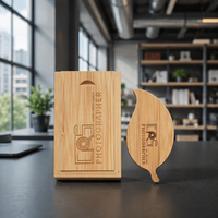Clé USB personnalisée gratuite en bois, forme de feuille, design moderne et créatif, 16 Go, 32 Go, 64 Go