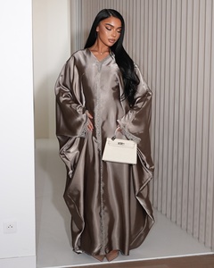 Abaya en <span class=keywords><strong>satin</strong></span> chatoyant à manches chauve-souris, robe de luxe islamique musulmane de Dubaï pour femme, Kaftan, Kebaya, <span class=keywords><strong>Djellaba</strong></span>, Robe Femme - Product Image 1