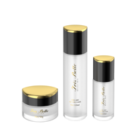 Set Perawatan Kulit Desain Asli Kelas Atas Botol Kaca 120ml 100ml Botol Lotion dengan Pompa 30g 50g Stoples Krim Alas Tebal Segitiga