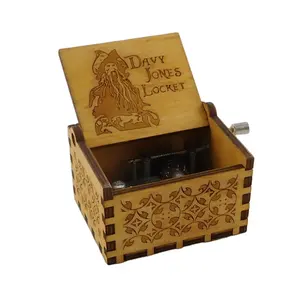 Music Box Wooden New Arrbead Boardm Wood Music Box Custom Printed Squared Shaped Hand Crankplaquewooden Music Box For Birthday Gift Wooden Box HY