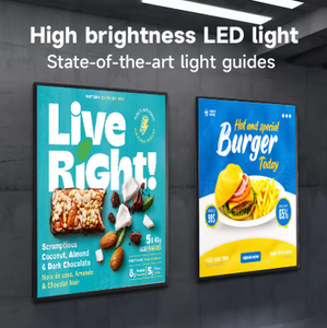 户外窗户悬挂/壁挂式广告发光二极管灯箱黑色/银色饰面高亮度薄亚克力框架 - Product Image 2