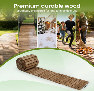 Allée de jardin en bois clair antidérapante, chemin droit enroulable pour jardin, allée décorative pour mariage ou fête dans la cour - Product Image 3