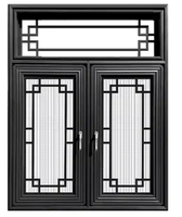 Fenêtre à battant horizontale de luxe en alliage d'aluminium, style chinois ancien, triple isolation, vitrage Low-E, économie d'énergie, isolation thermique extérieure